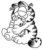 coloriage garfield et son nounours